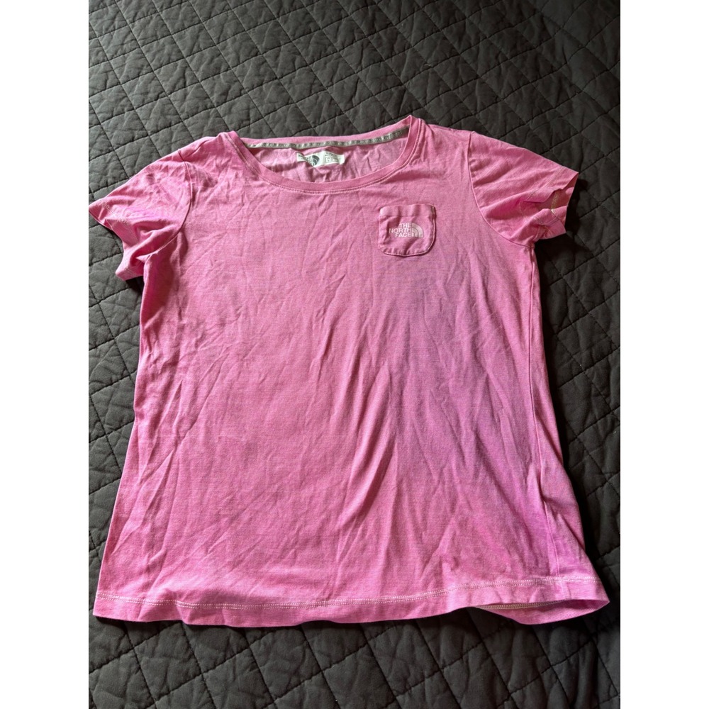 The North Face Womens Pink Heathered Short Sleeve Pocket T-Shirt Size Medium - Picture 1 of 6